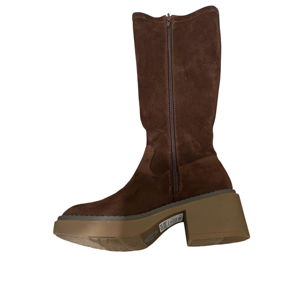 White Mountain Marcella Brown Faux Suede Platform Tall Boots Womens 7M Lug Sole - Picture 5 of 12